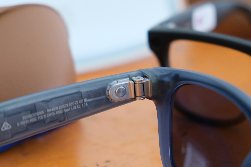 Ray Ban Meta smart glasses arm hinge